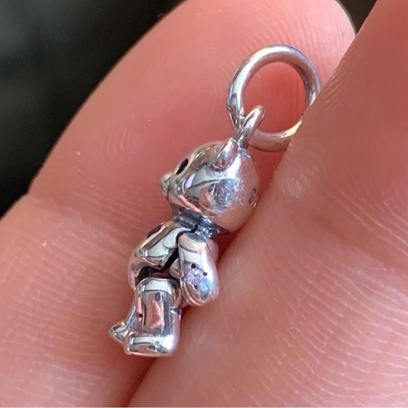 NWOT Moveable Teddy Bear Dangle Charm, Man-Made Crystals & Pink CZ Silver 925 - Picture 8 of 9